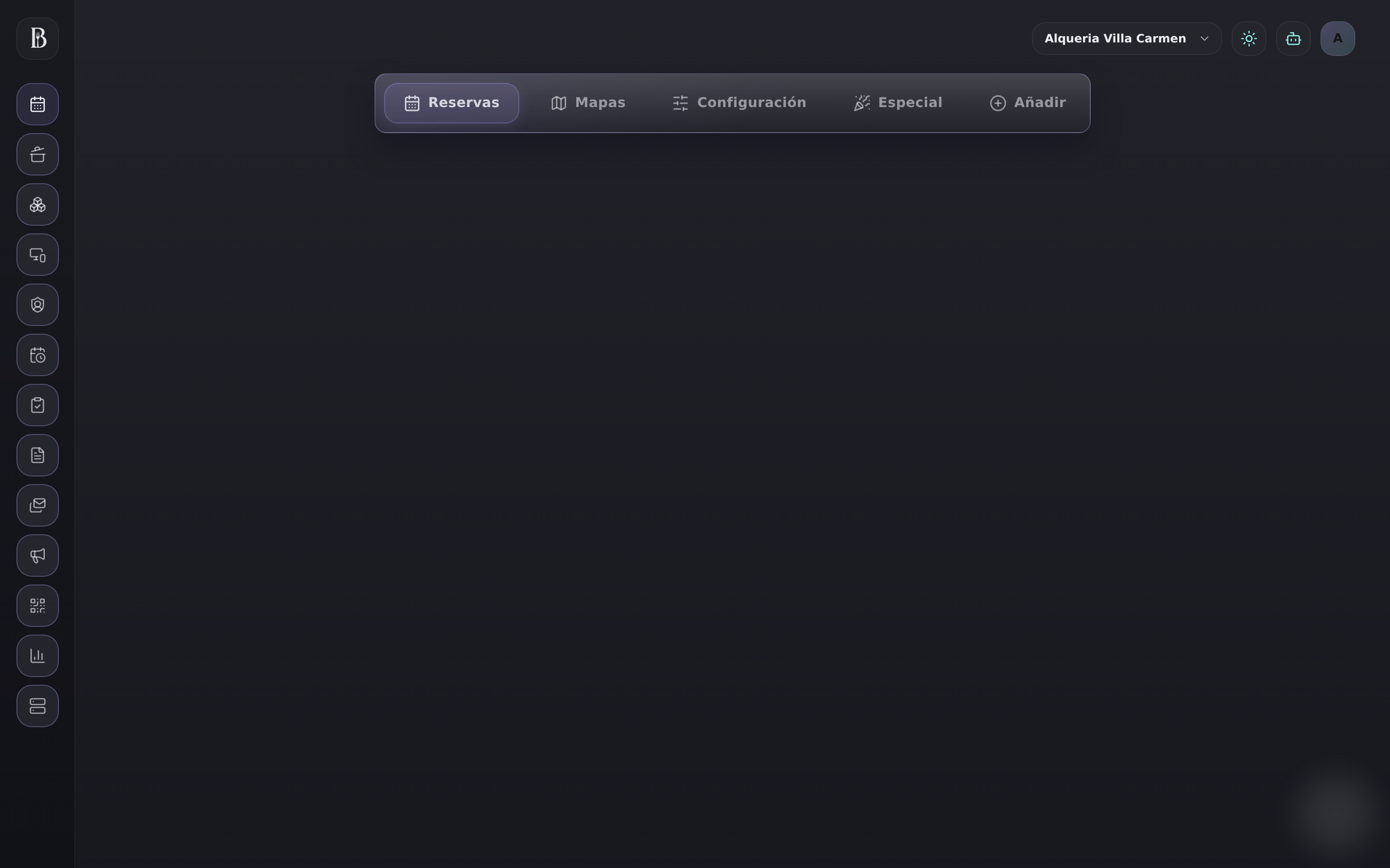 Captura real del módulo Reservas y sala del backoffice: Calendario de reservas